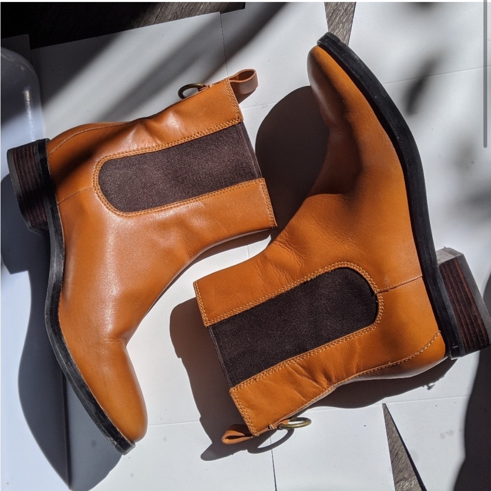 Cole Haan Nike Air Evan tan leather Chelsea boots
